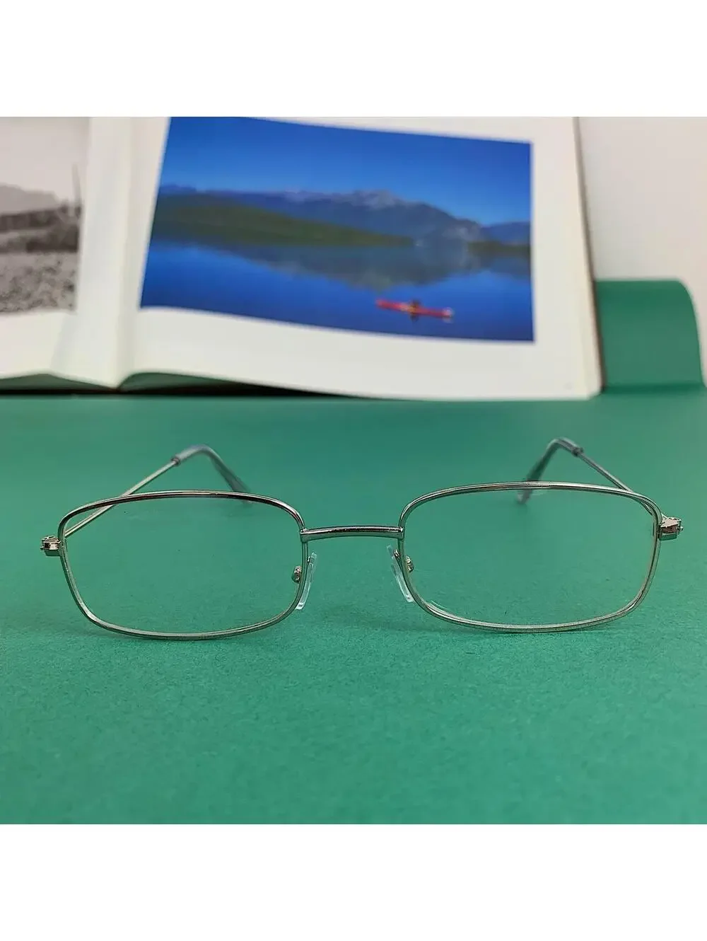 Slim Silver Trim Clear Lenses Glasses. Glasses are unisex. Clear Lenses not